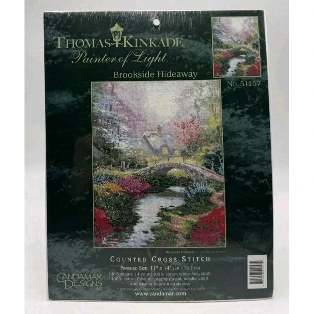 Candamar Designs Thomas Kinkade Cross Stitch Kit Brookside Hideaway #51157